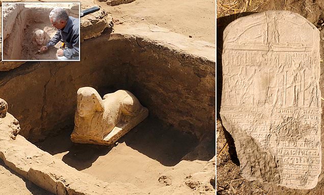 Sphinx statue with a 'smiley face and two dimples' is unearthed in Egypt | Daily Mail Online